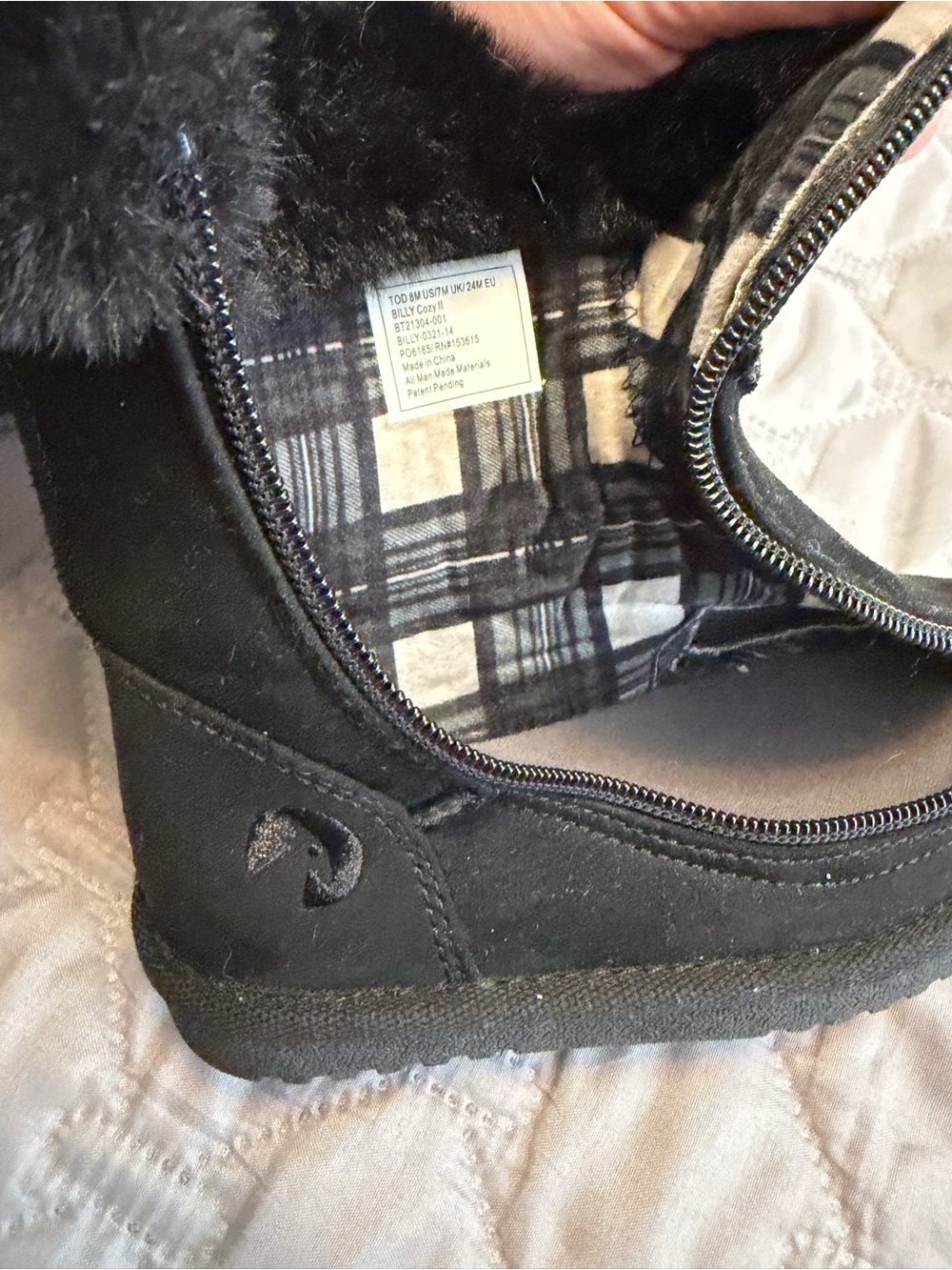 Girls' Black Adaptive Faux Fur Winter Ankle Boots - Picture 5 of 6